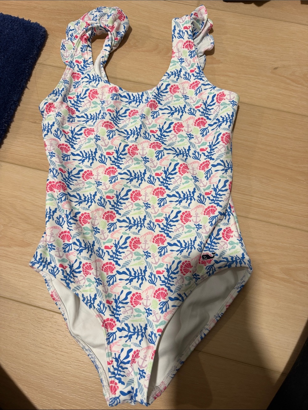 Girls White Floral Print One-Piece Swimsuit